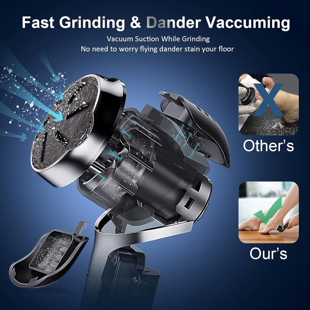 Electric Callus Remover for Feet with 3 Grinding Heads & Vacuum - Portable Pedicure Kit