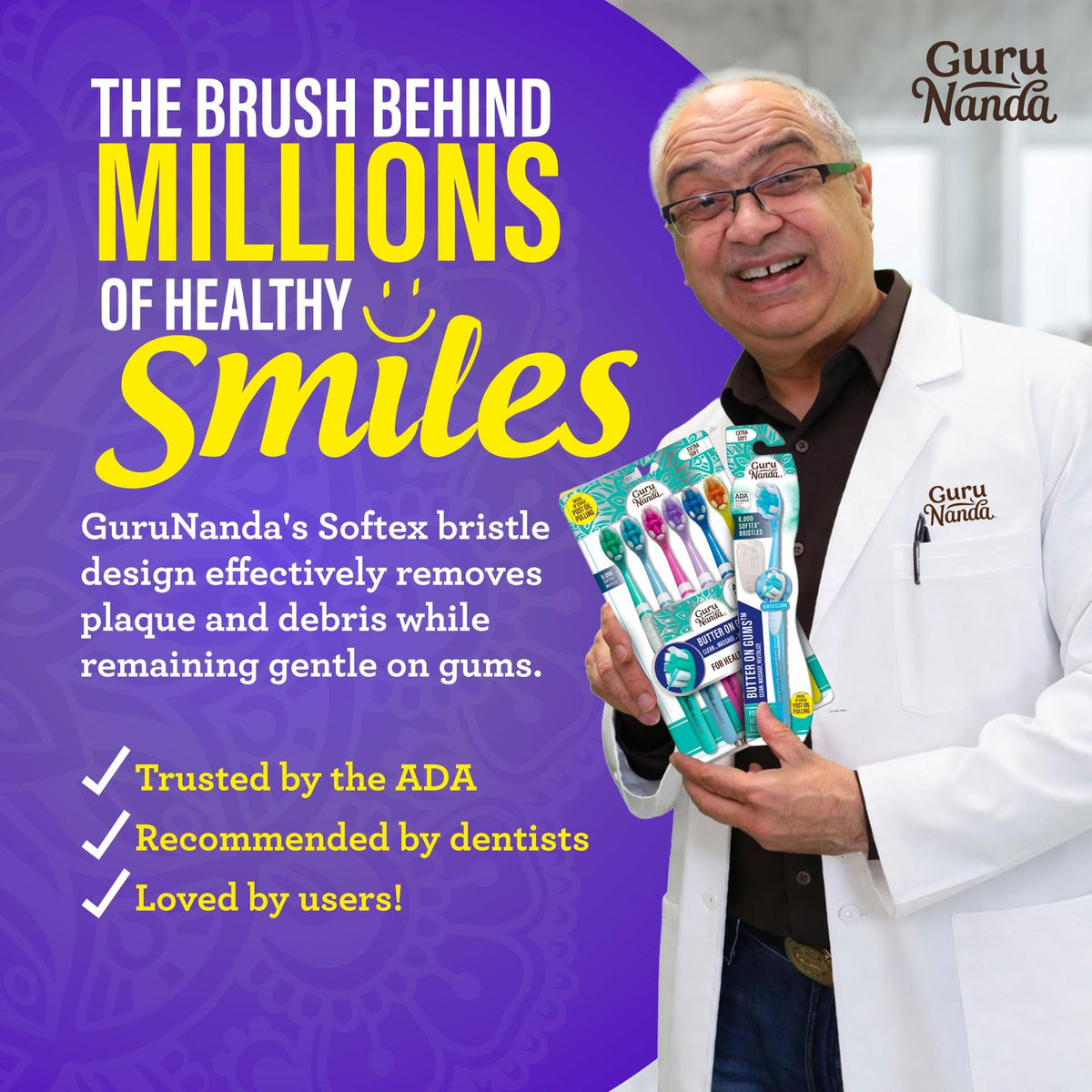 ADA Approved Ultra-Soft Gums & Sensitive Teeth Toothbrush Pack of 2