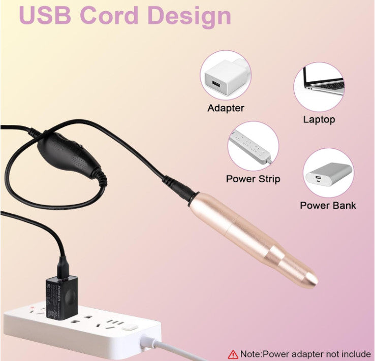 Electric Nail Drill Set for Acrylic & Natural Nails - USB Powered, Buffing & Filing Kit