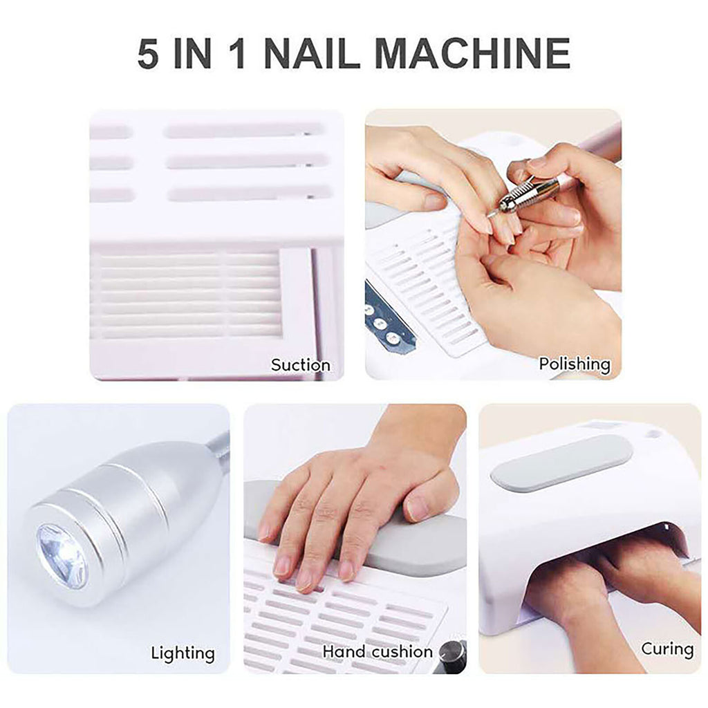 5-in-1 Nail Drill & UV LED Lamp Dryer Vacuum Cleaner for Manicure Pedicure