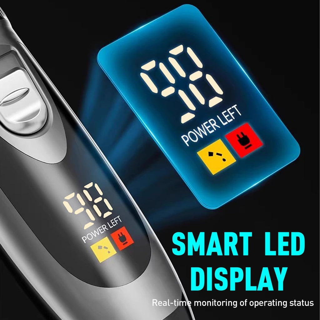 Cordless Rechargeable Hair Clippers Kit with LCD Display & Adjustable Length