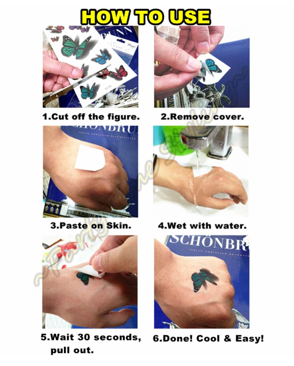Colorful Floral Butterfly Temporary Tattoos for Arms & Body Art