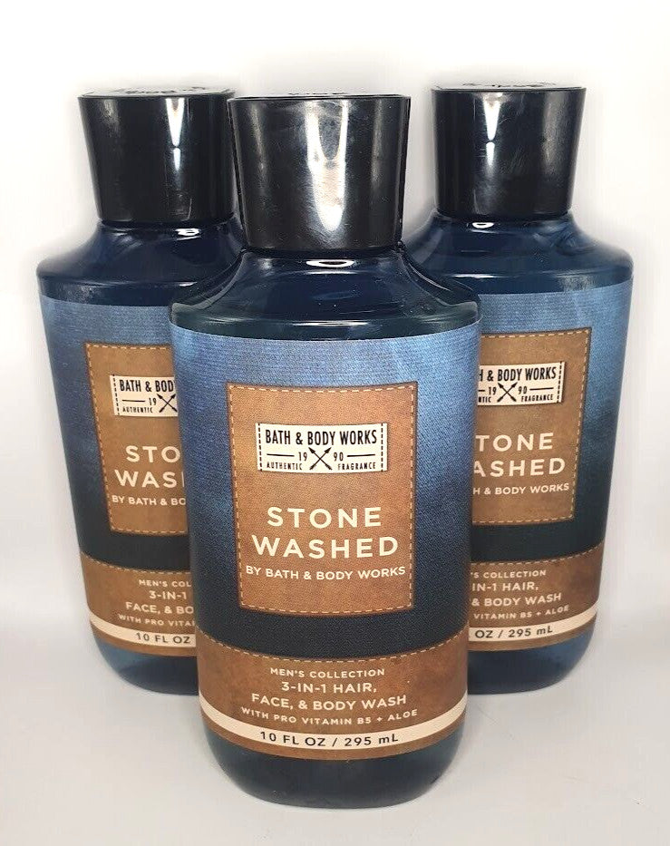Men's 3-in-1 Hair, Face & Body Wash Set - Stone Washed Scent, 3 x 10oz