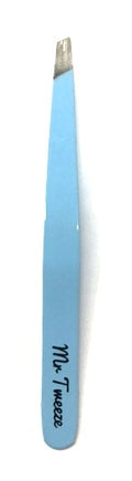 Stainless Steel Slant Tweezer for Precise Eyebrow Grooming - Blue