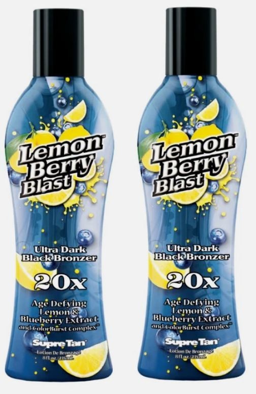 Supre Tan Lemon Berry Blast Ultra Dark Black Bronzer 20X - 8 Oz Pack of 2