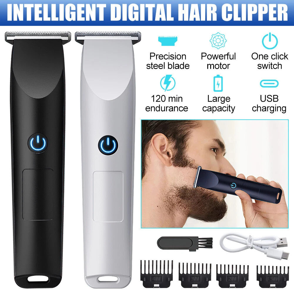 Men's Cordless Hair Clipper & Beard Trimmer with Detachable Stainless Steel Head