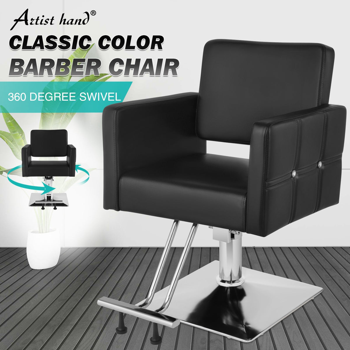 Classic Black Hydraulic Barber Chair for Salon & Spa Hair Styling