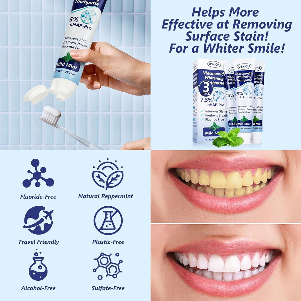 Nano-Hydroxyapatite Toothpaste 3 Pack - Whitening & Sensitive Care
