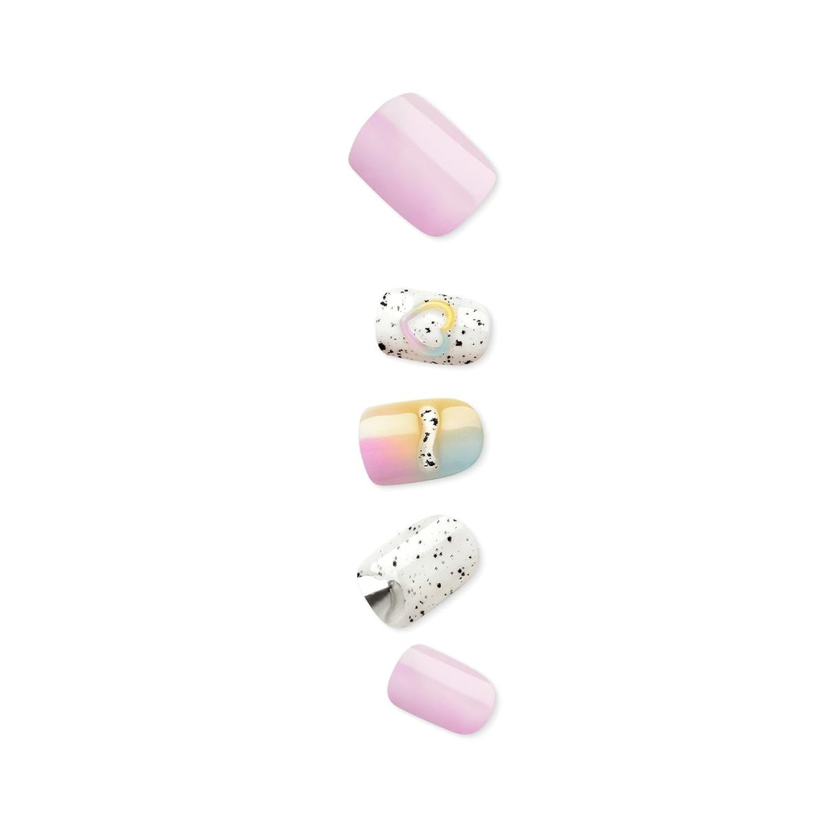 Press-On Nails Sweet Life Rainbow Hearts No Glue Manicure Kit