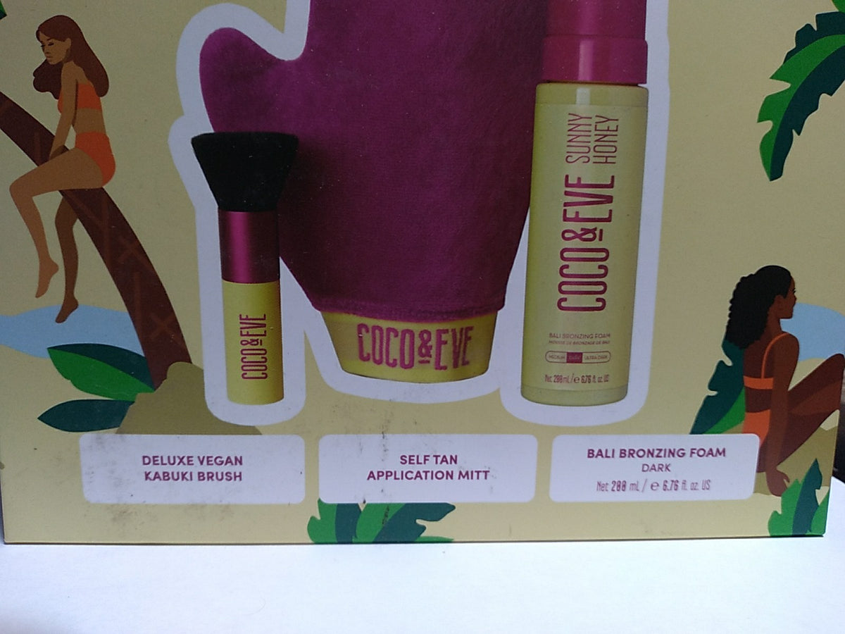 Sunless Tanning Kit with Dark Foam, Brush & Mitt - Vegan Bali Bronzing Set