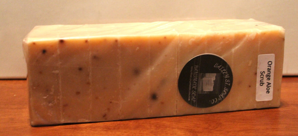 Orange Aloe Handmade Cold Processed Soap Loaf - 9 Precut Bars, Free Shipping