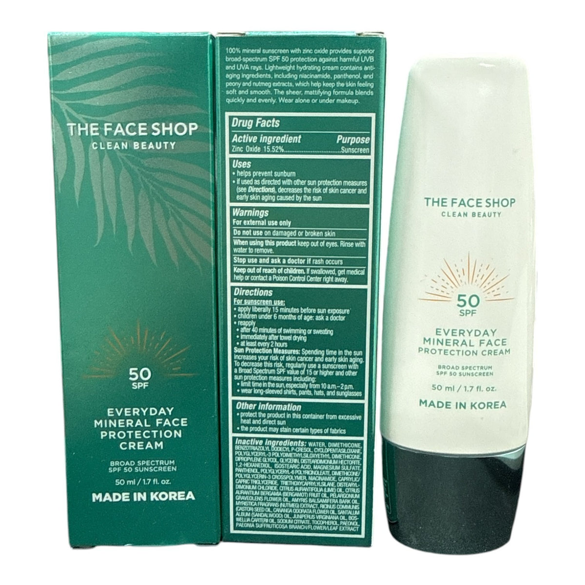 Mineral Face Protection Cream SPF50 - Hydrating Face Moisturizer with Sun Protection