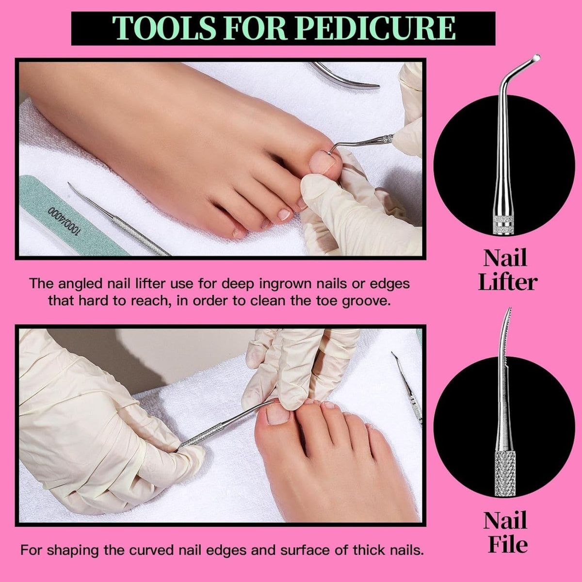 Professional Nail Care Kit with Files Buffer Cuticle Nippers & Tools
