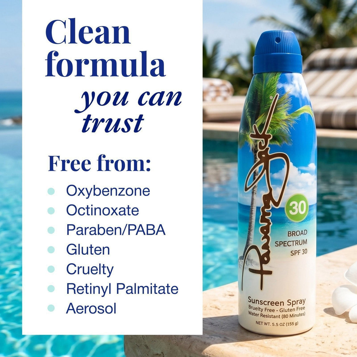 Broad Spectrum SPF 30 Sunscreen Spray - Reef Friendly, Water Resistant
