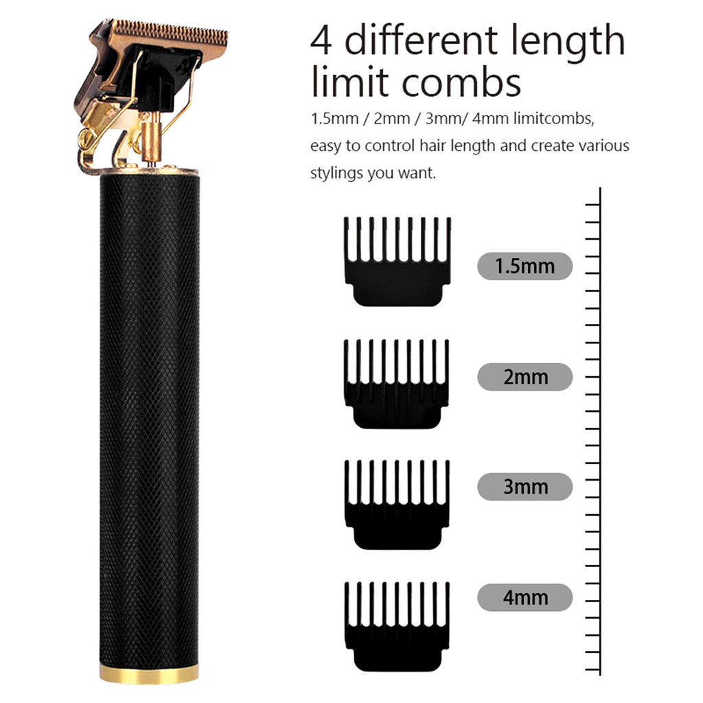 Cordless Hair Clipper Trimmer with T-Blade, 4 Guard Sizes, Waterproof
