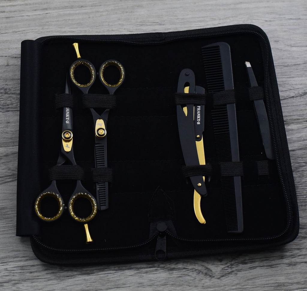 Professional Hair Cutting Scissors Thinning Shears Salon Set - Gold Edition