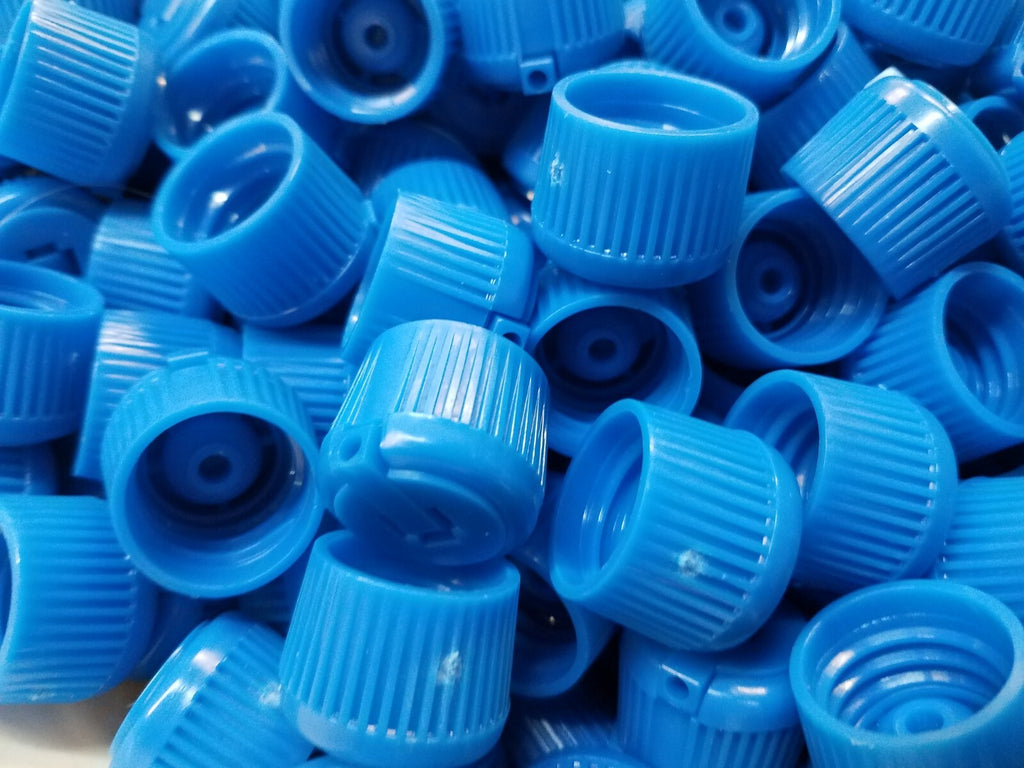 4 oz Plastic Bottles with Blue Polytop Dispensing Caps - Bulk Pack of 6-50