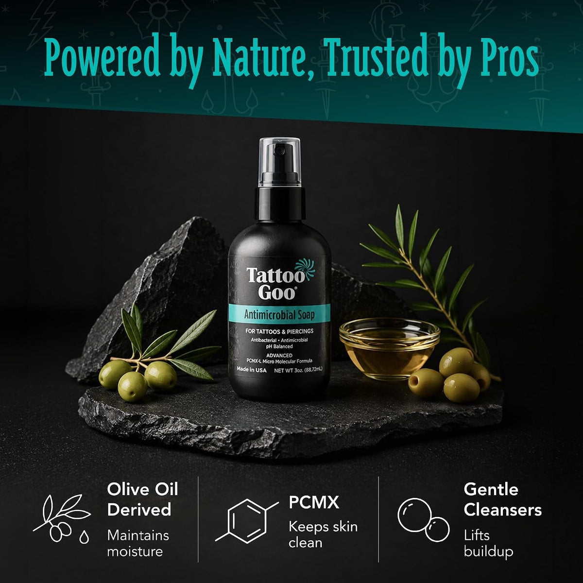 Tattoo Aftercare Soap 3oz – Cleansing & Hydrating for Tattoos & Piercings