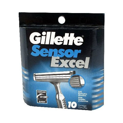 Gillette Sensor Excel Razor Blade Refills - 10 Cartridges for Sensitive Shaving