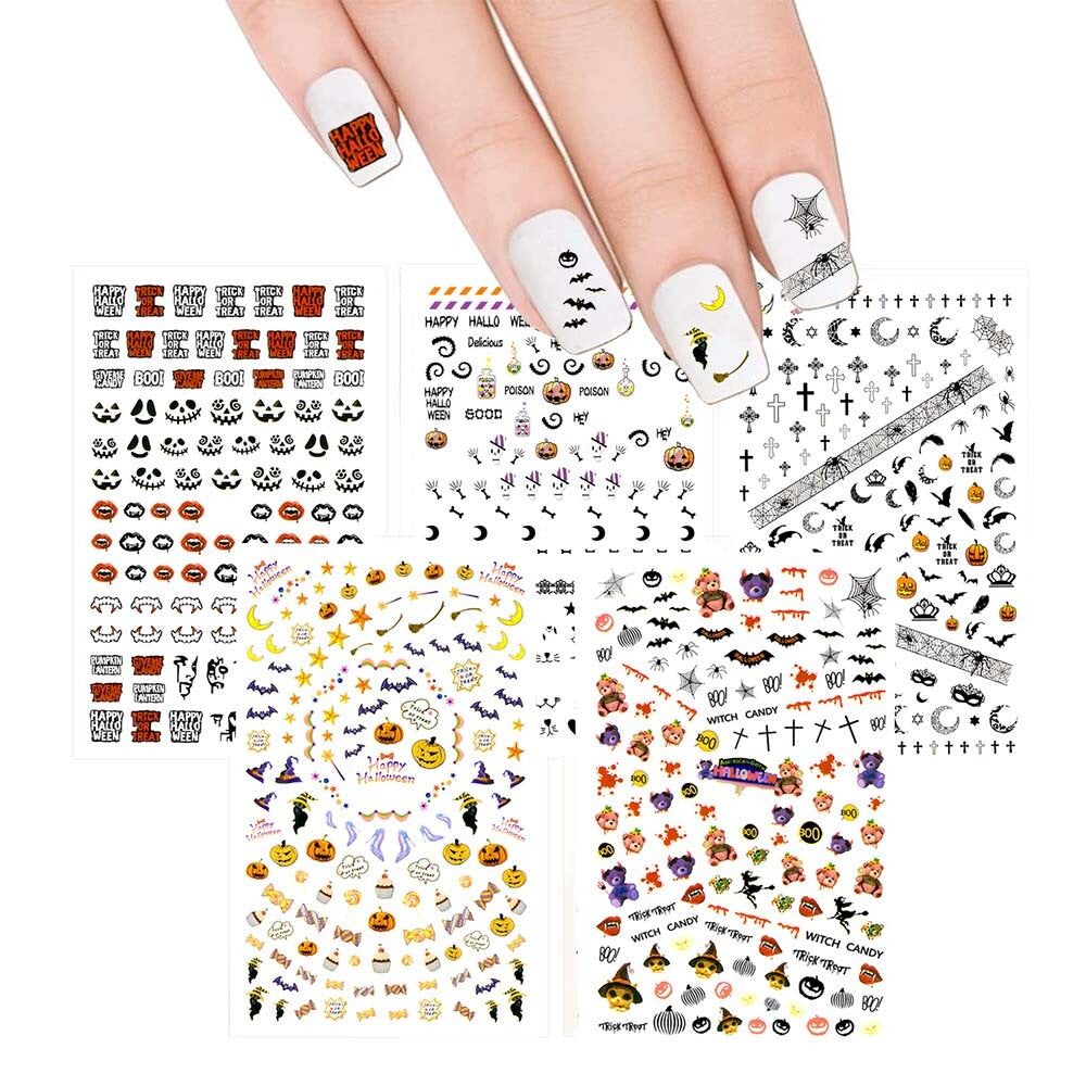 Halloween Nail Stickers Decals - Over 650 Fun Spooky Designs for Manicure Decoration
