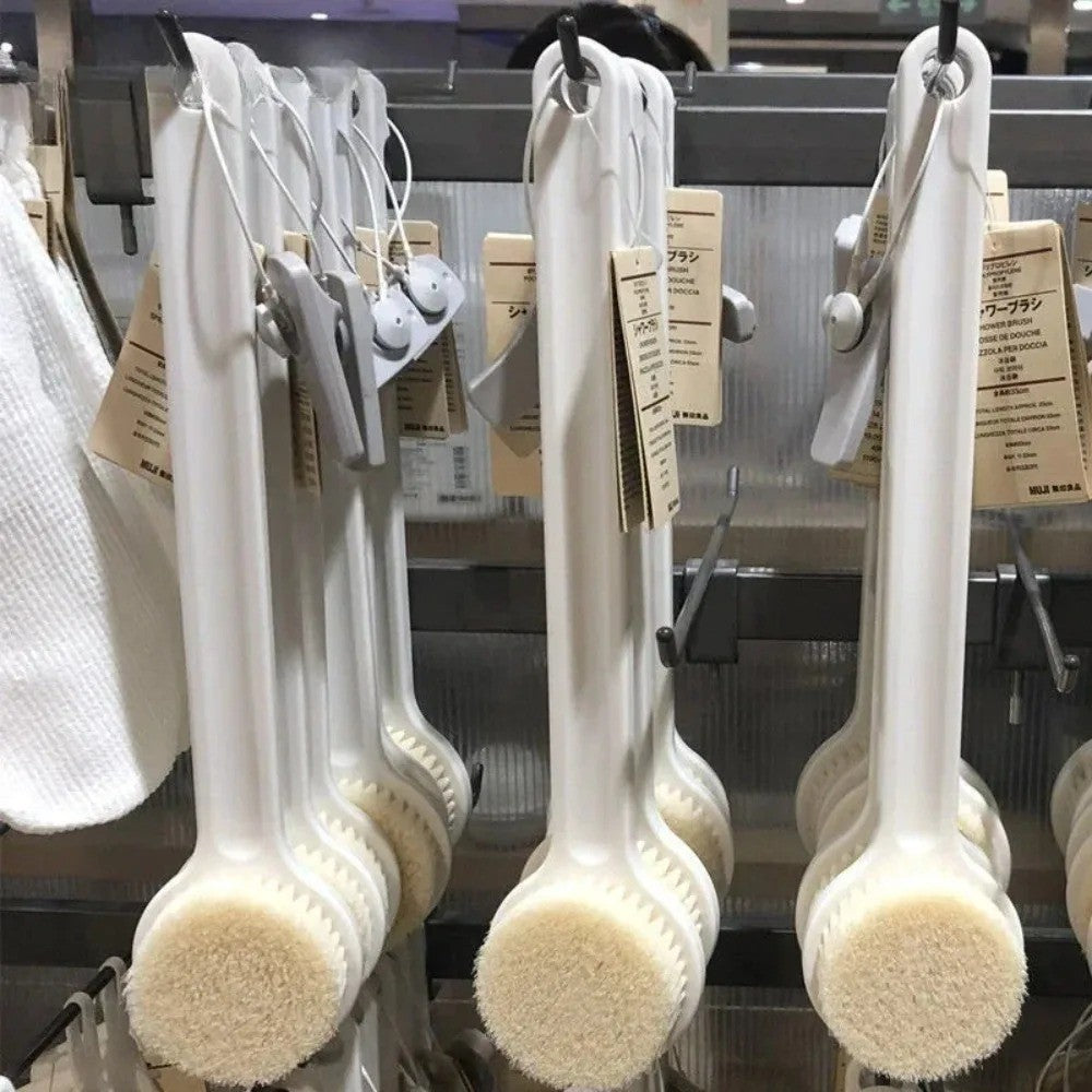 Long Handle Japanese Bath Brush with Soft Bristles for Body Massage & Exfoliation