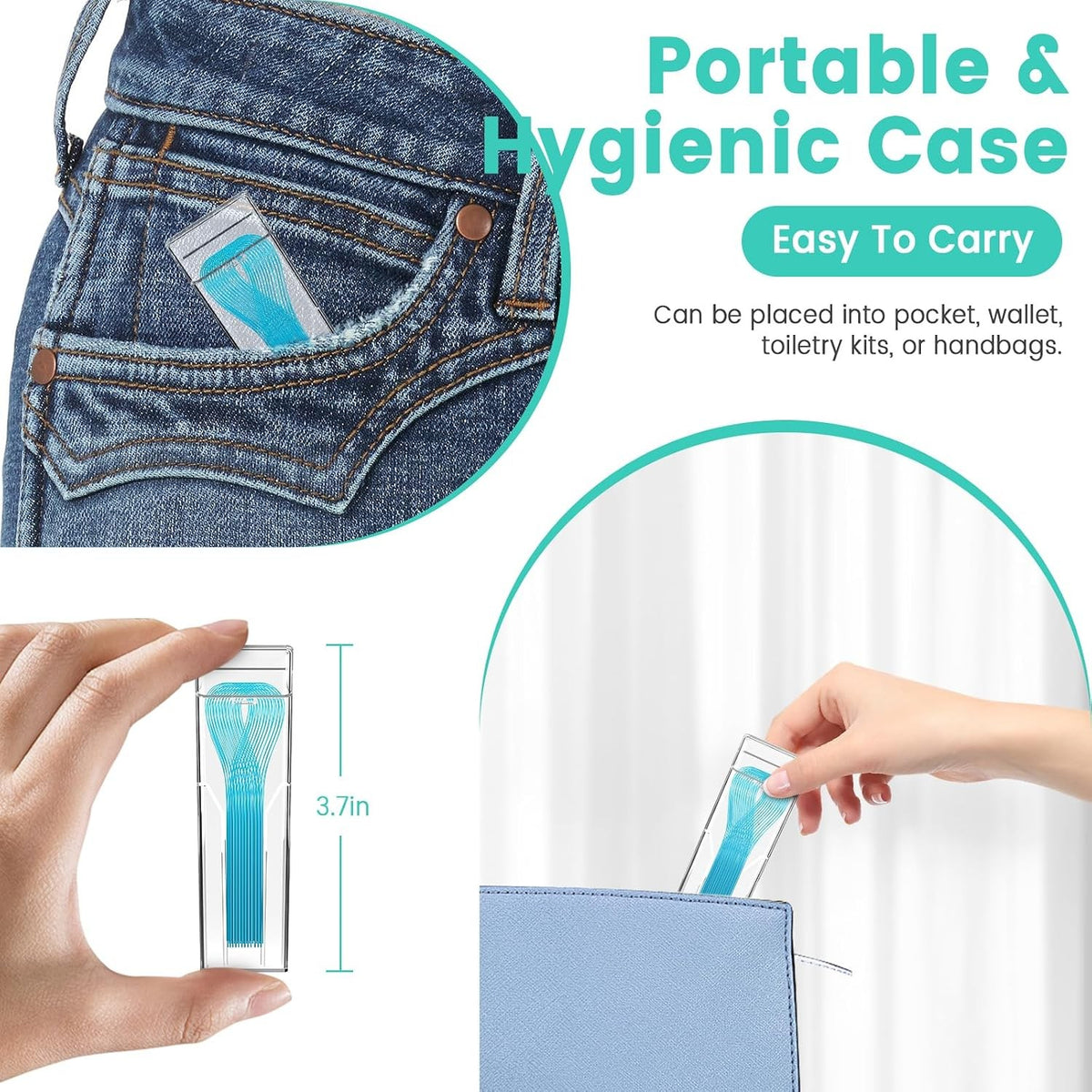 Dental Floss Threader Set for Bridges & Braces - 400 Count, Travel Case