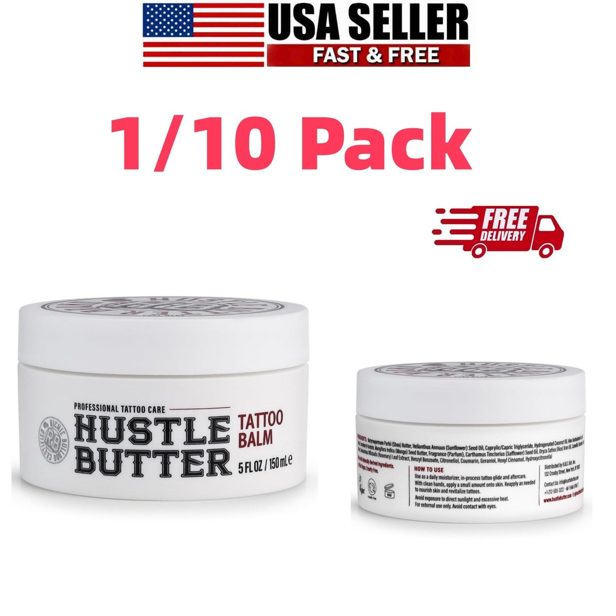 Hustle Butter Deluxe 5oz Bulk Vegan Body Care - Perfect for Tattoo Aftercare