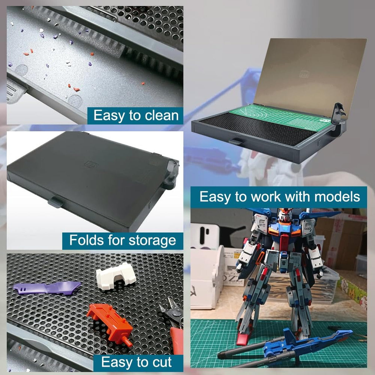 Portable Gundam Model Kit Workbench with Cutting Mat & Storage Drawer