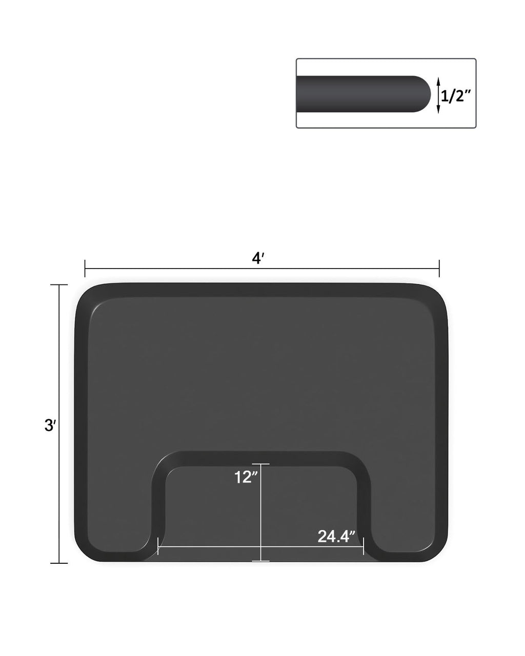 Anti-Fatigue Salon Chair Floor Mat 4x3 ft Non-Slip Waterproof 1/2" Thick
