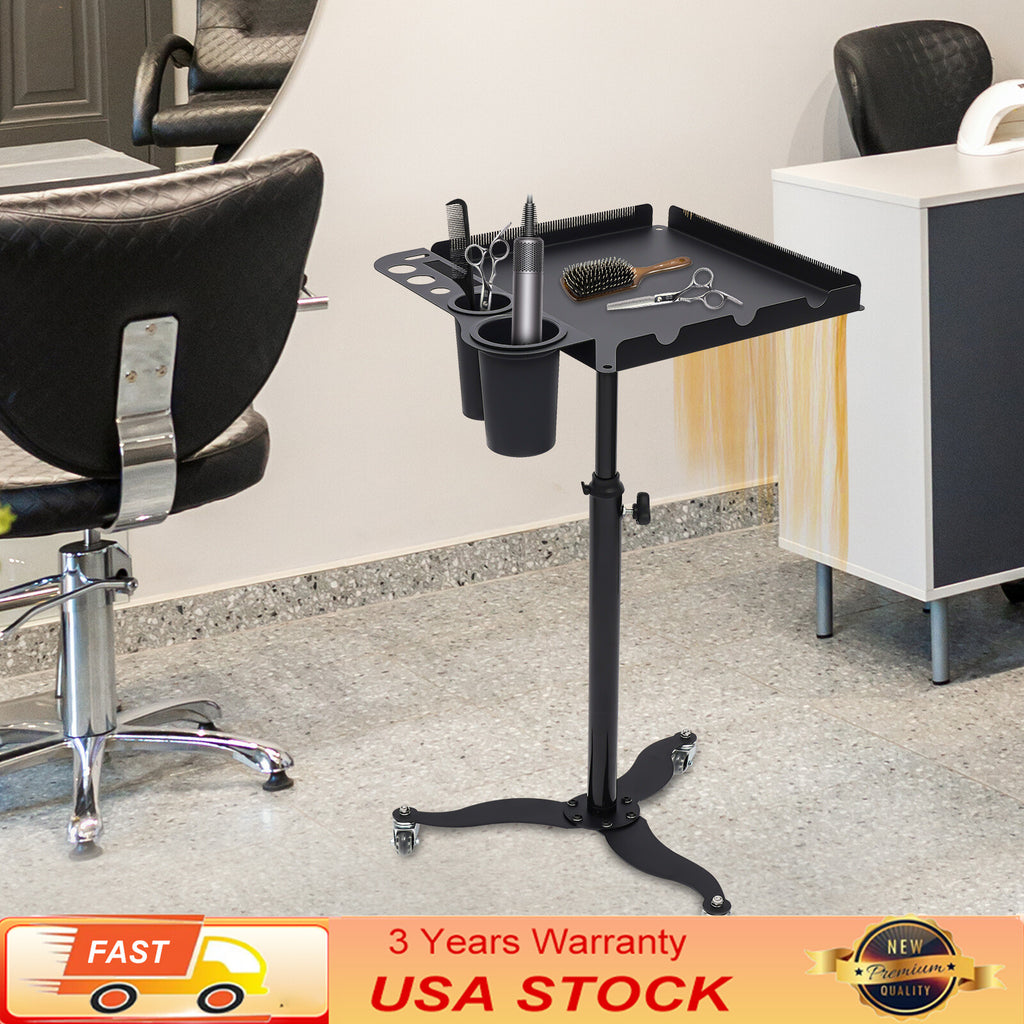 Adjustable Salon Trolley Cart with 2 Bowls for Hairdressing & Beauty
