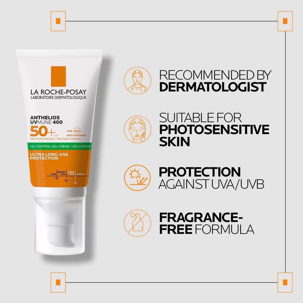 SPF50+ Sunscreen Gel for Oily Skin - Broad Spectrum UVA UVB Protection, Oil Control & Mattifying Finish