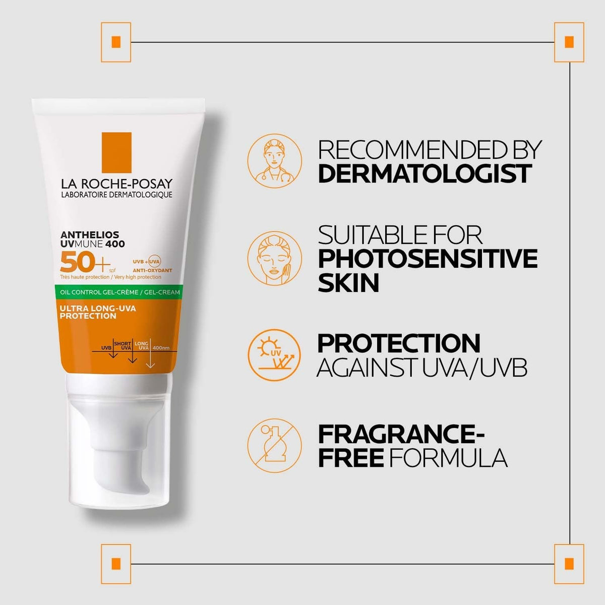 SPF50+ Sunscreen Gel for Oily Skin - Broad Spectrum UVA UVB Protection, Oil Control & Mattifying Finish