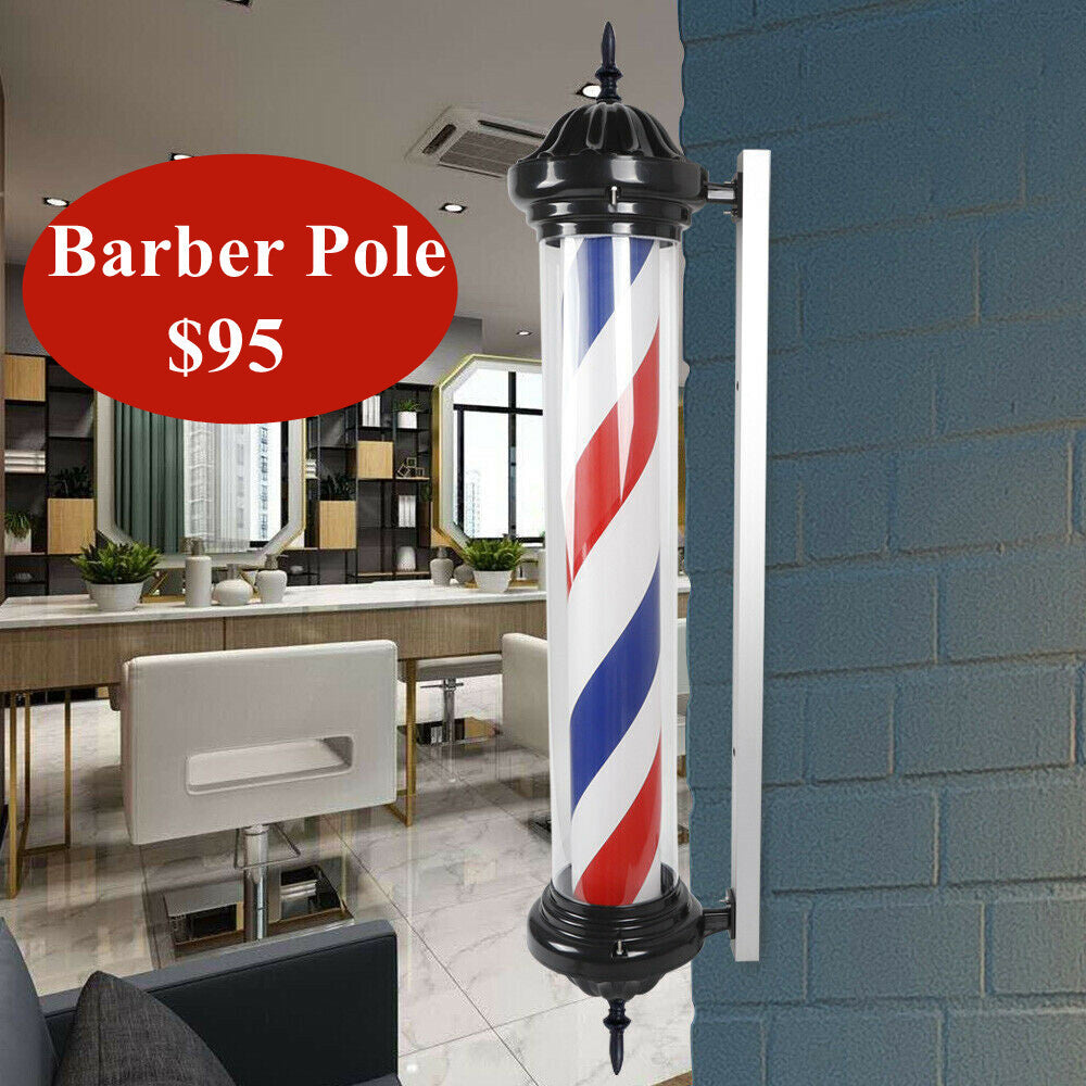 40-Inch Outdoor Rotating Barber Pole Light Sign for Hair Salons