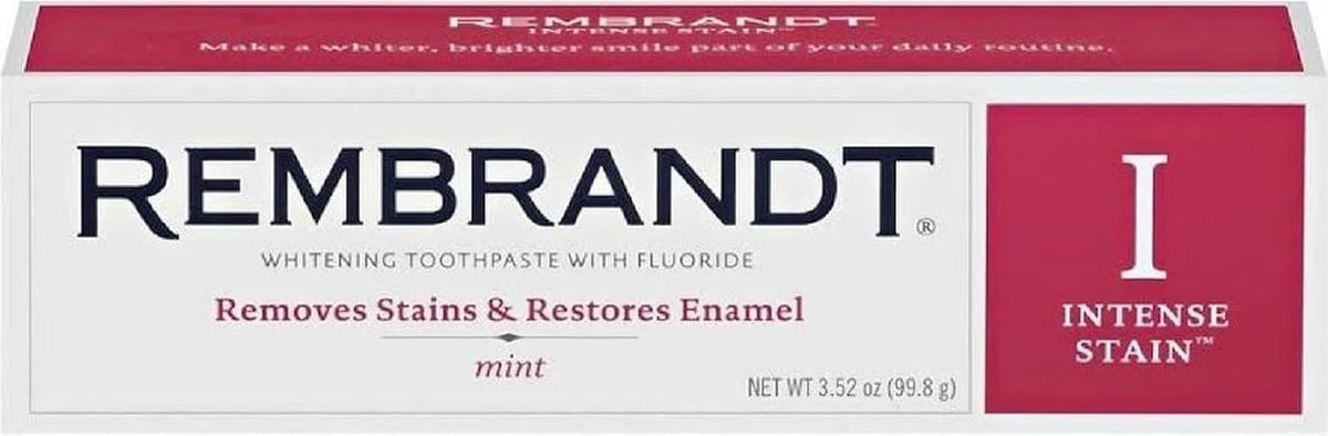 Rembrandt Whitening Toothpaste Mint 3.5oz - Stain Remover & Enamel Care (2 Pack)