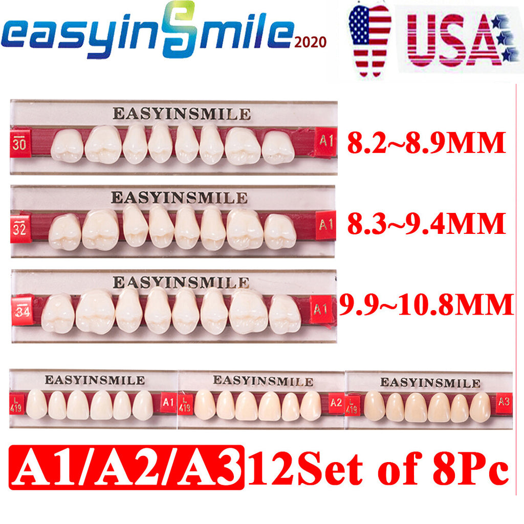 96 Pcs Dental Resin Acrylic Teeth Set for DIY Dentures Maxillary & Mandibular