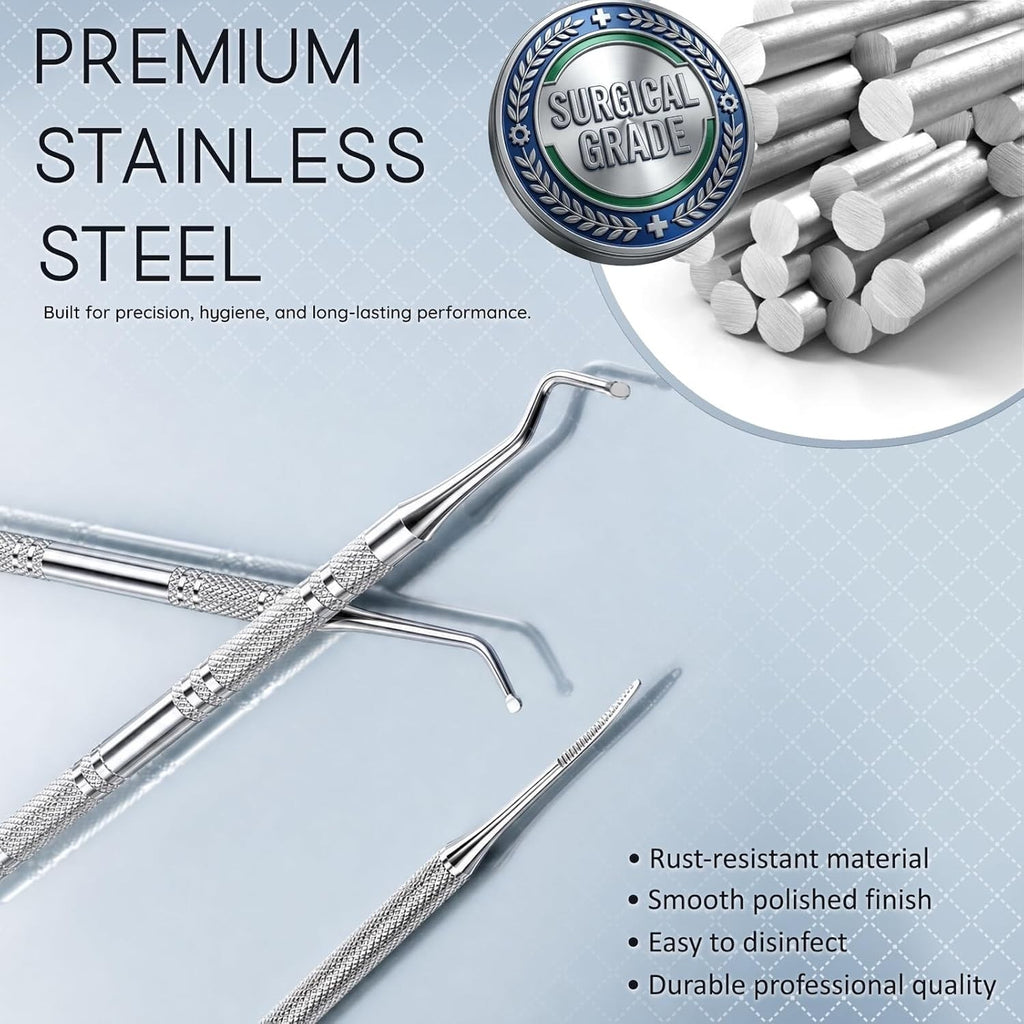 3 Pack Ingrown Toenail File & Lifter Set - Stainless Steel Pedicure Tools
