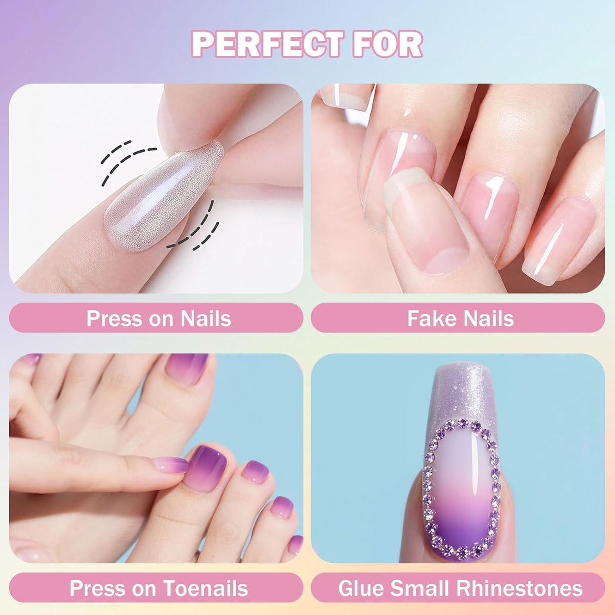 15PCS Professional Nail Tip Glue Set for Acrylic & Fake Nails