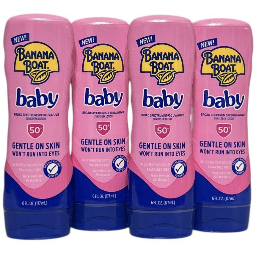 Baby Sunscreen Lotion SPF 50+ - Water Resistant, Broad Spectrum, Gentle & Fragrance Free - 4 Pack