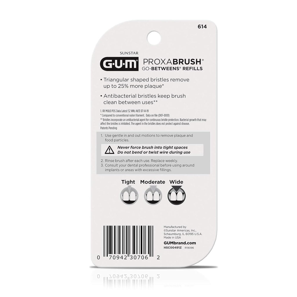 Interdental Brush Refills Wide Size for GUM Proxabrush Go-Betweens - 16 Refills