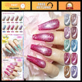 Holographic Cat Eye Gel Nail Polish Set with Base & Top Coat - 10 Colors