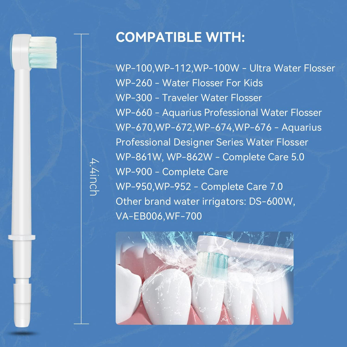 Water Flosser Replacement Tips for Waterpik & Compatible Oral Irrigators