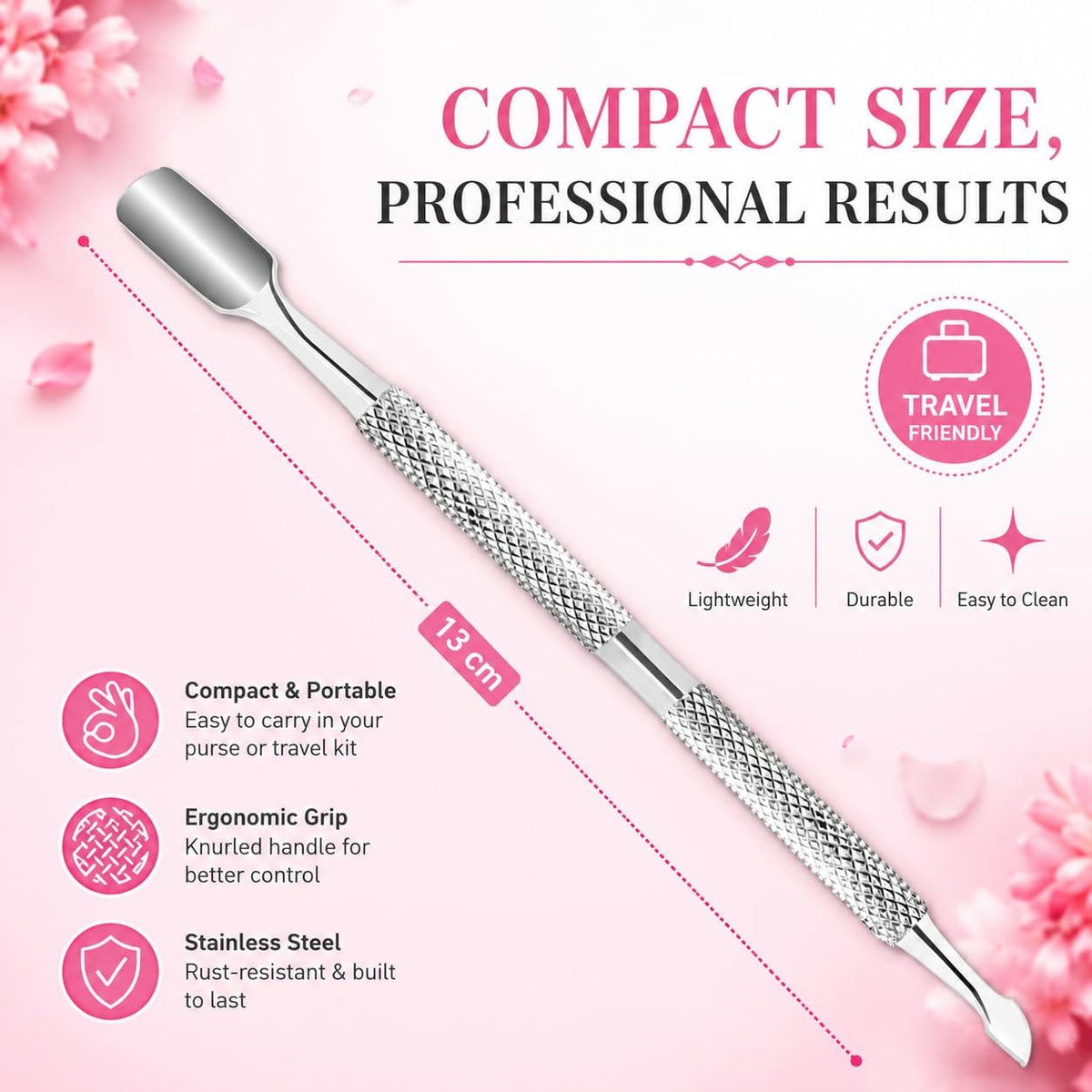 Professional Nail & Cuticle Pusher Tool for Manicure & Pedicure