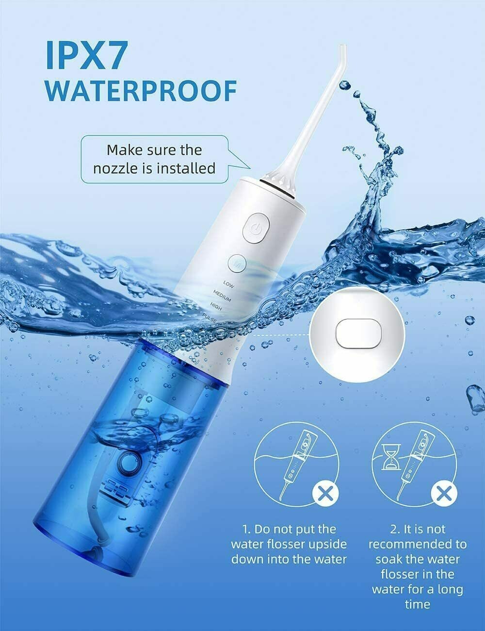Cordless Water Flosser Oral Irrigator USB Rechargeable 320ml 4 Modes