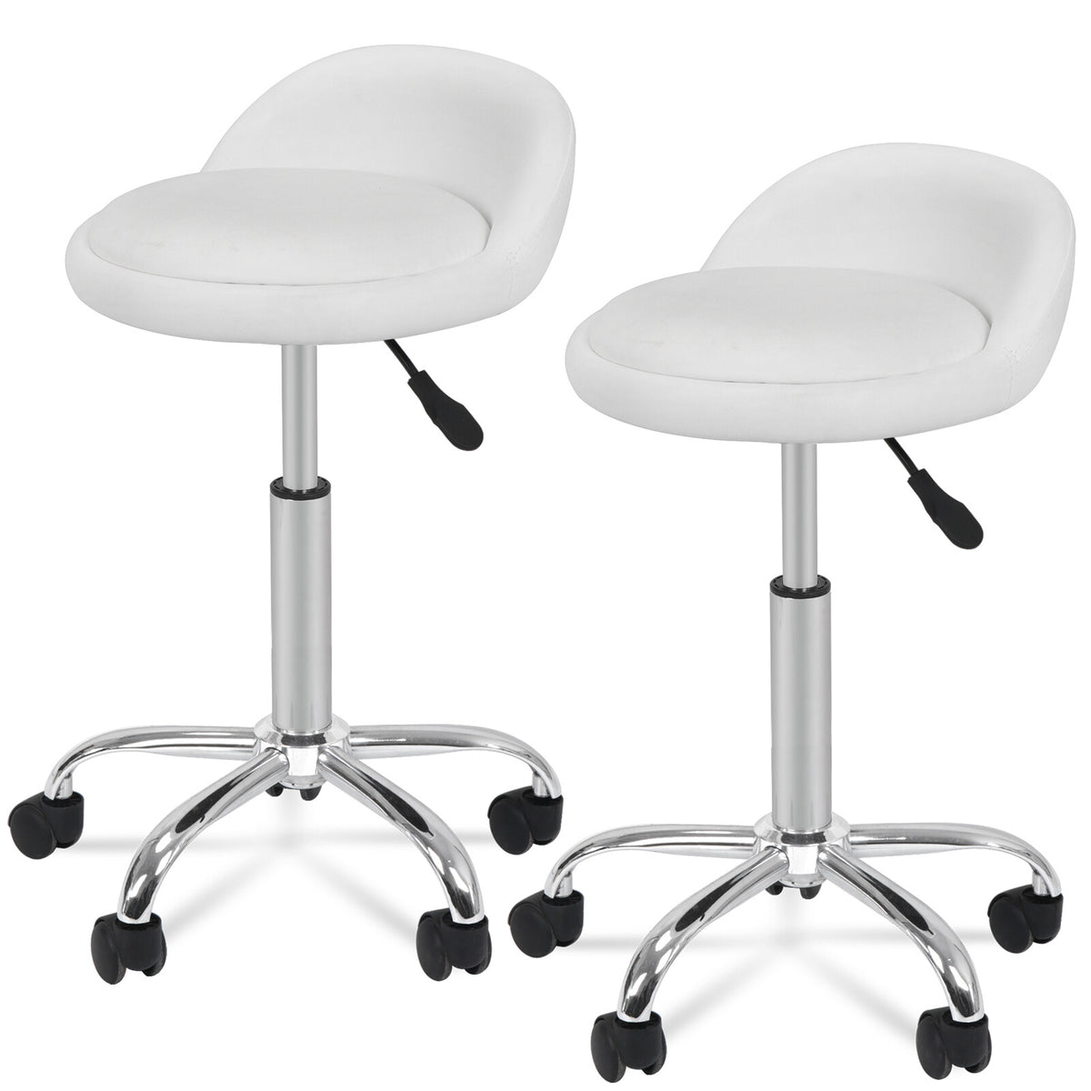 Adjustable Hydraulic Salon & Spa Stools with Back Rest - Rolling Medical Chairs