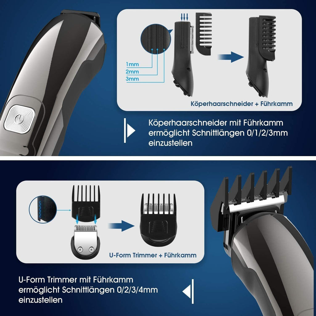 Cordless Men’s Hair Clippers & Trimmer Kit with 6 Attachments & LCD Display