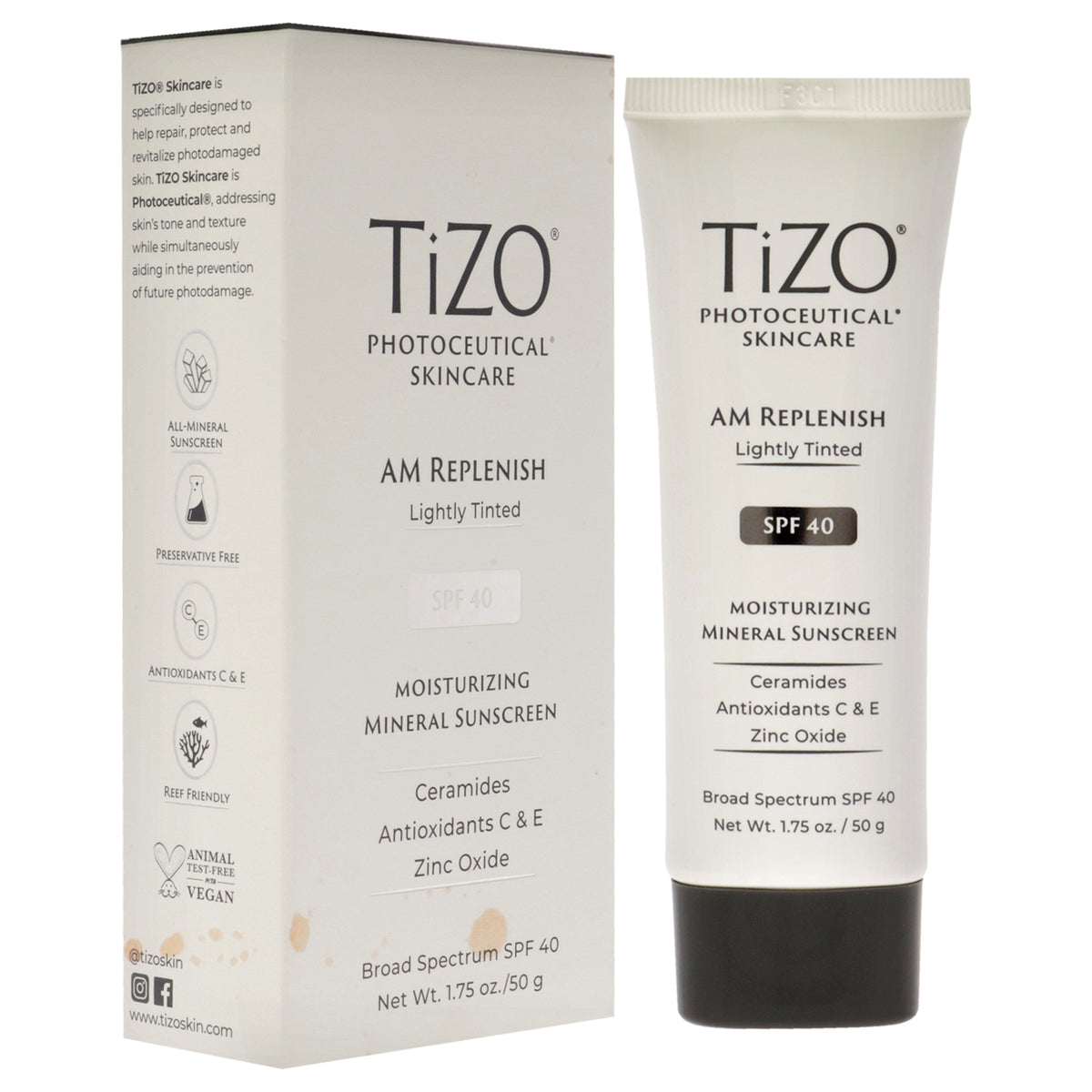 Unisex SPF 40 Lightly Tinted Sunscreen with Zinc & Ceramides - 1.75 oz