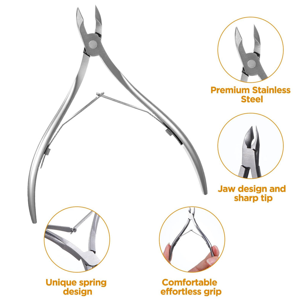 Professional Stainless Steel Cuticle Nippers 12-Pack for Dead Skin & Nail Care