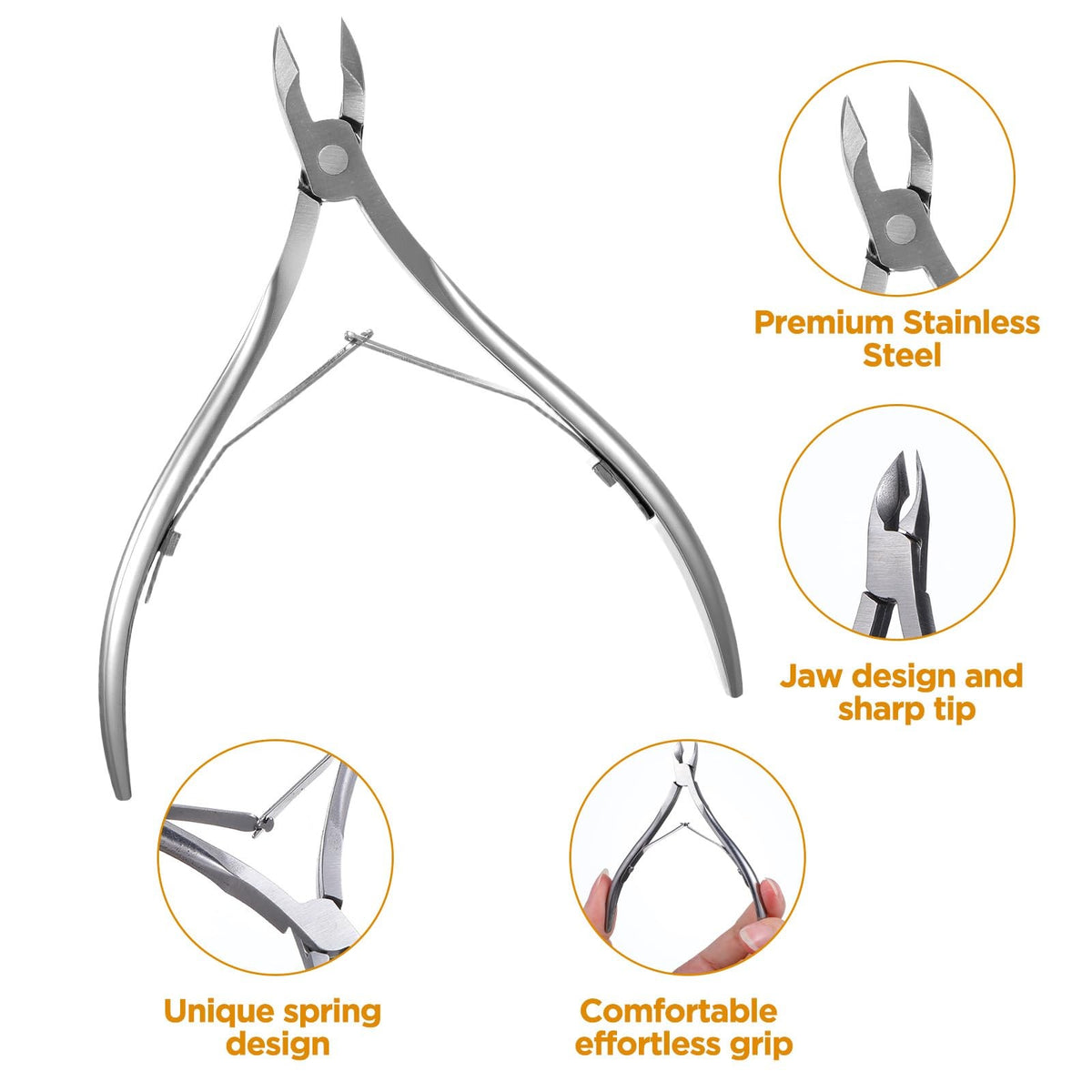 Professional Stainless Steel Cuticle Nippers 12-Pack for Dead Skin & Nail Care