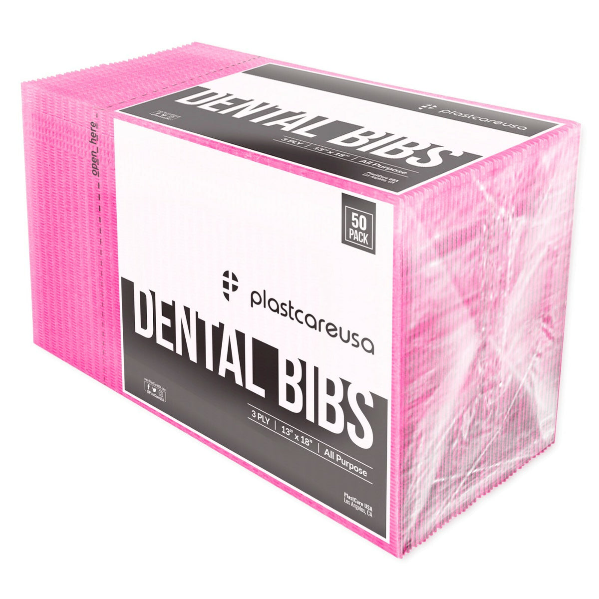 Hot Pink Disposable Dental Bibs for Tray & Nail Chairs - Waterproof Backing (50 Pack)