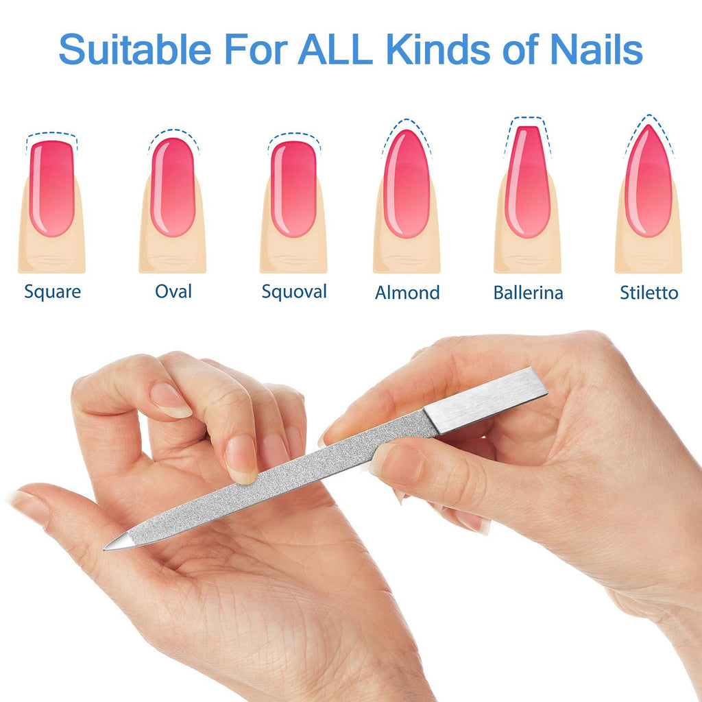 Metal Diamond Nail File Set - 3 Pack Stainless Steel Pedicure & Manicure Tools